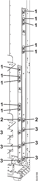 Cables for 208VDC primary bus bars A1 (right) and B1 (left)