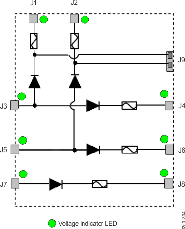 PJA internal diodes, fuses, LEDs