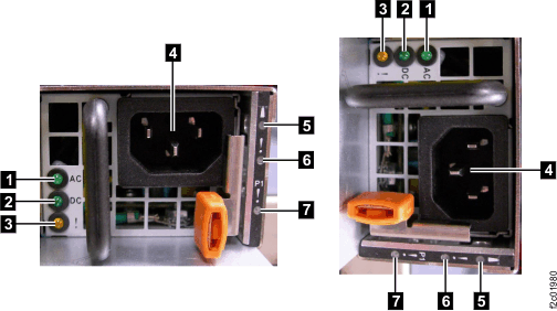 Storage enclosure power supply and midplane (rear view)