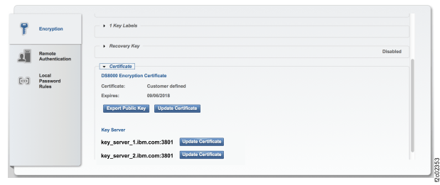 Screen capture of the Setting->Security->Encryption window.