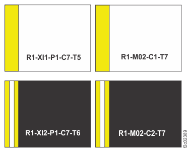 Flash PCIe cable connector example; both cables are shown and actual values might not match this machine model.