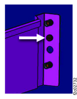 Flash enclosure rail locating pin, rear right (view from front of rack)