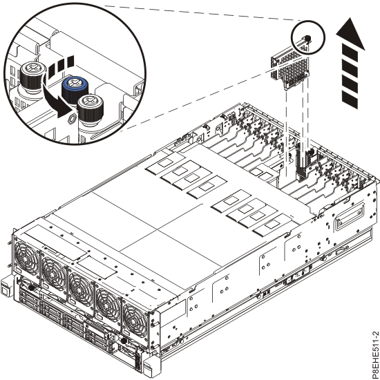 Removing the I/O voltage regulator module from slot P1-C13