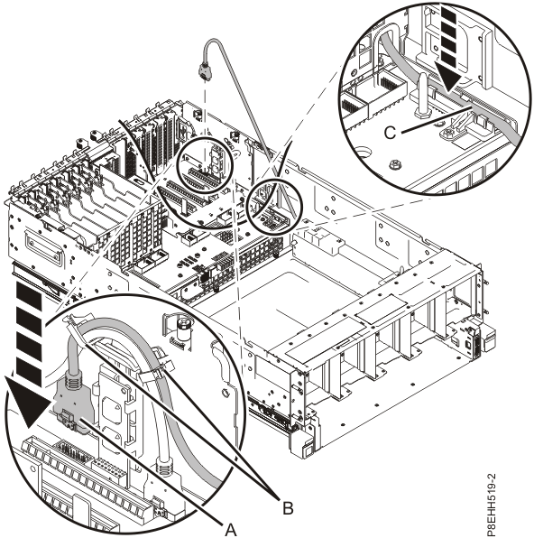 Plugging the front USB cable onto the I/O backplane